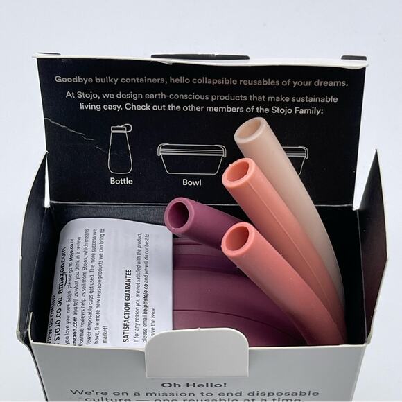 Stojo Collapsible Cup w/ 4 Reusable Silicone Straws - New in Box - Picture 3 of 10